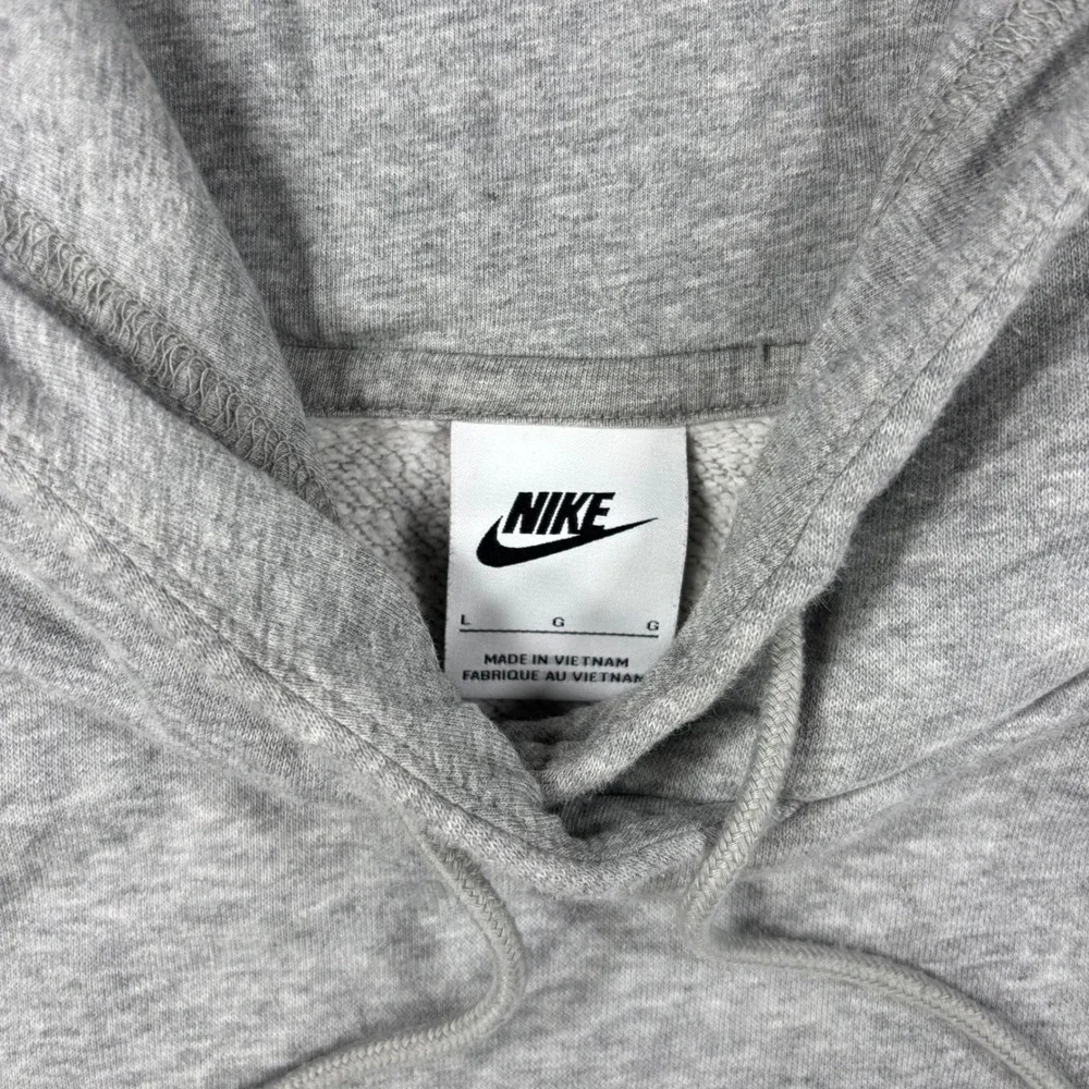 Nike Hoodie Women Large Gray Cropped Fleece Pullover Logo Raglan Sportswear